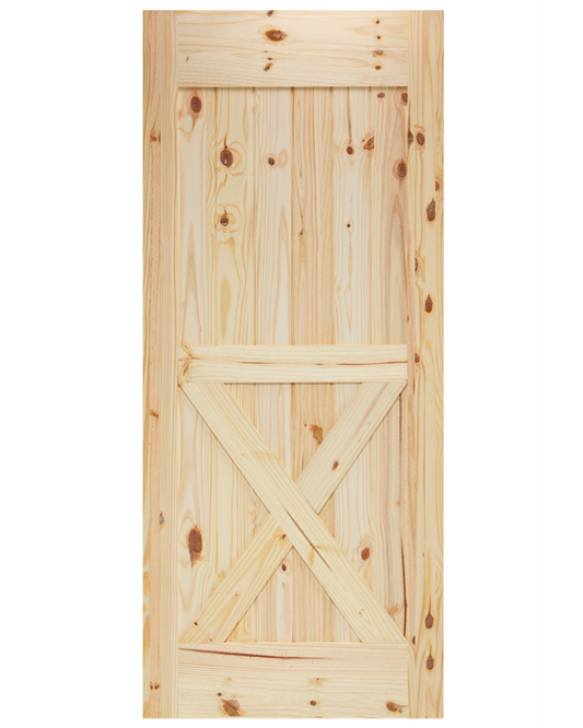 Half X-Brace V-Groove Knotty Pine Barn Door