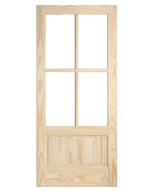 4-Lite over Raised Panel Pine Exterior Door