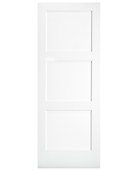 Three Panel Square Shaker Interior Door (Primed)