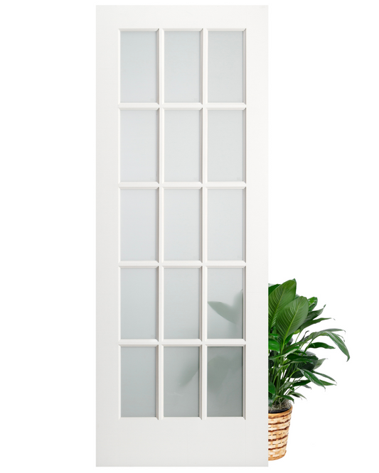 15 Lite Frosted French Interior Door (Primed)