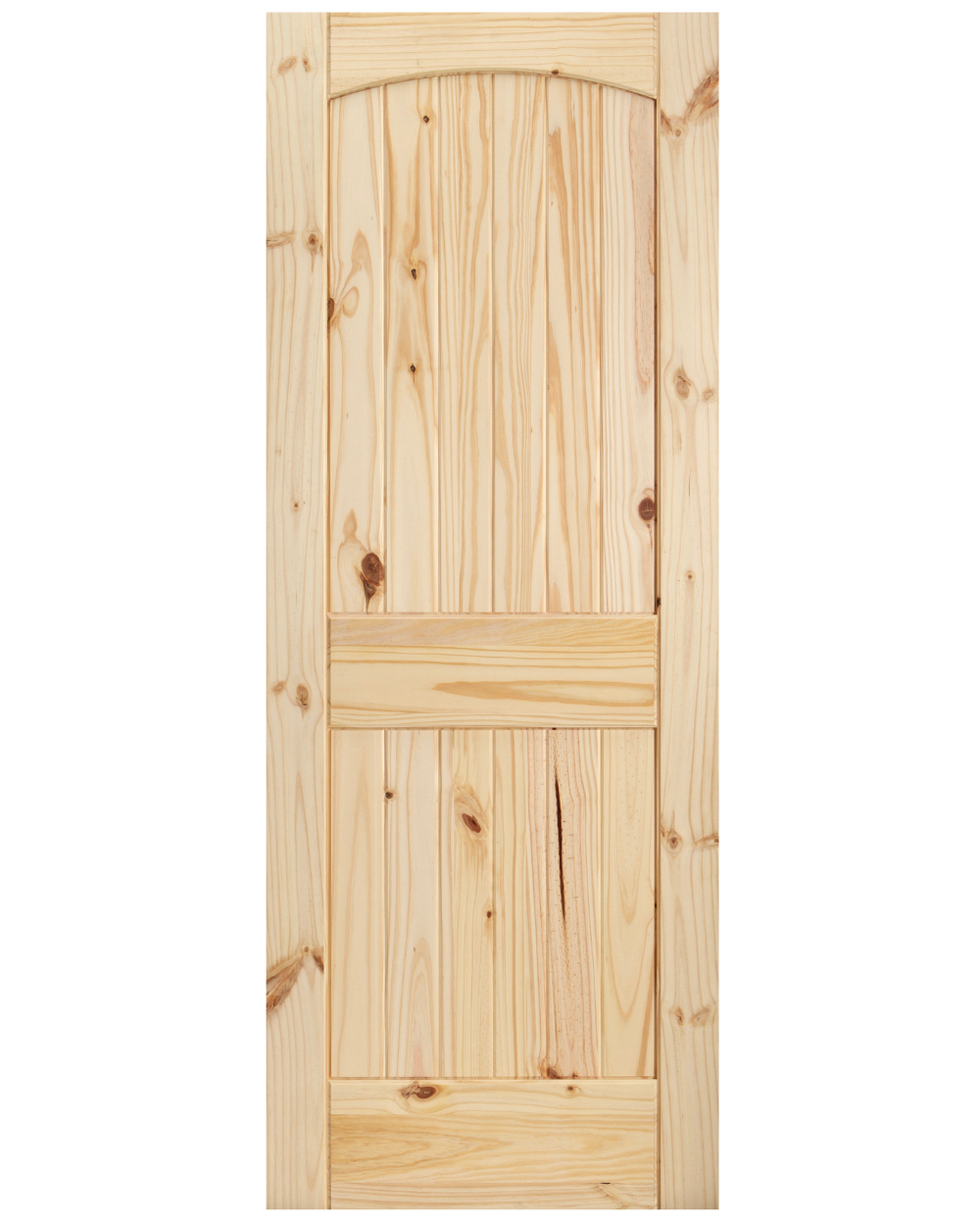 2 Panel Arch Top V-Groove Knotty Pine Interior Door